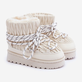 Botas de neve infantis isoladas com pêlo grosso, bege claro 1