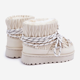 Botas de neve infantis isoladas com pêlo grosso, bege claro 2