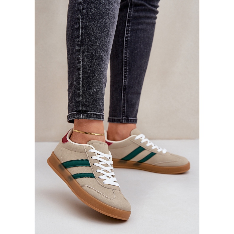 Tênis esportivo feminino baixo, bege 2