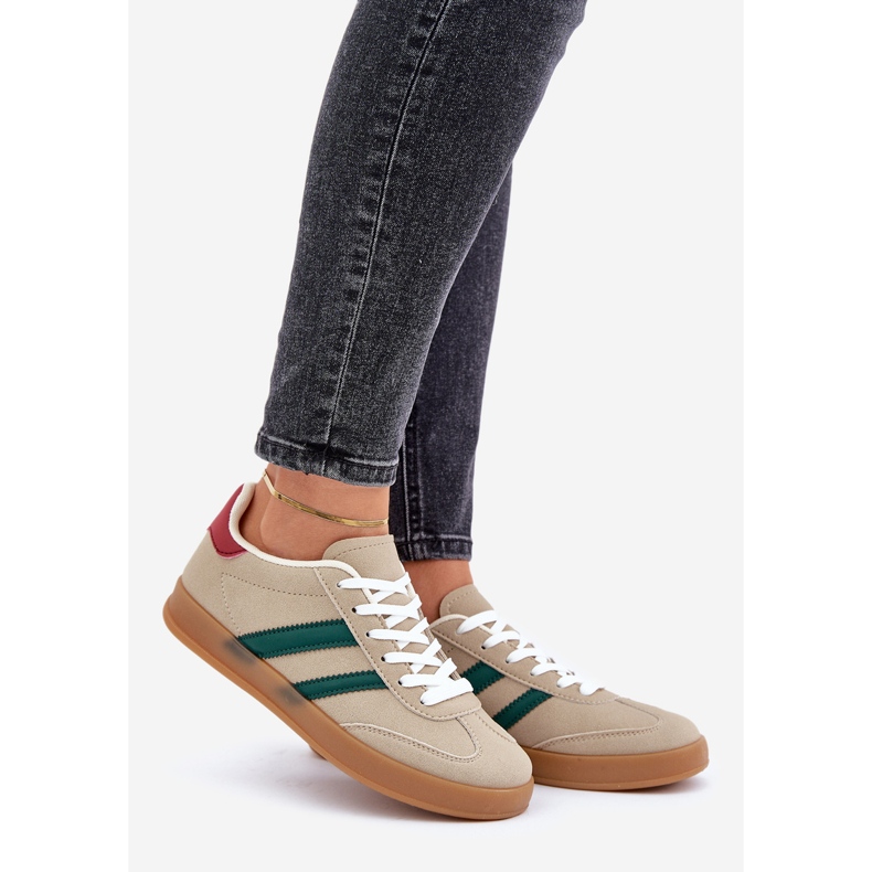 Tênis esportivo feminino baixo, bege 1