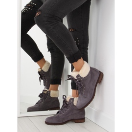 Bota cinza feminina com cadarço cinza NC87 cinza 2