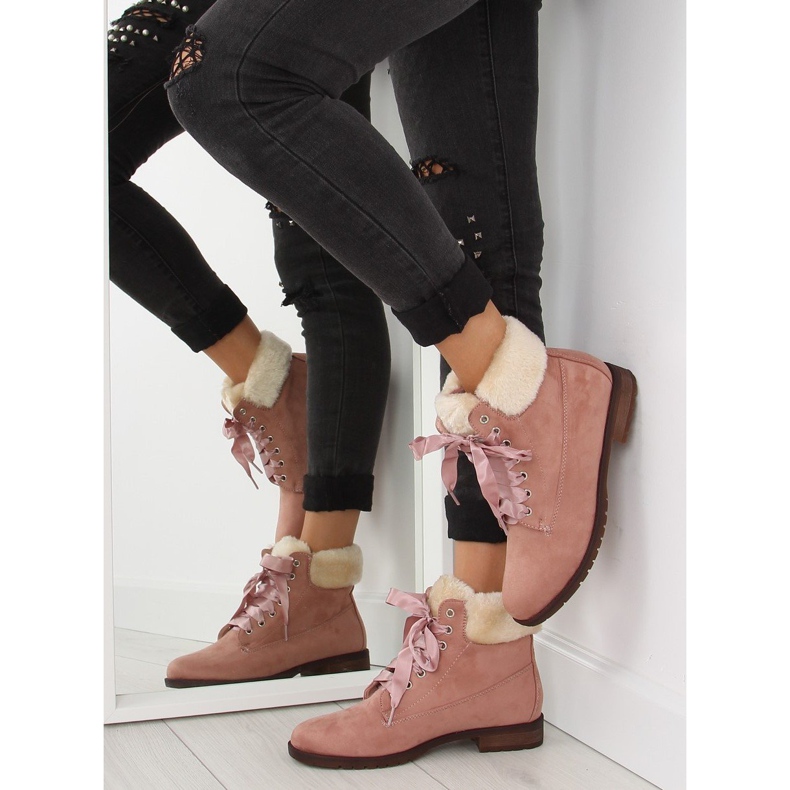Botas com atacadores cor-de-rosa para mulher NC87 cor-de-rosa 2