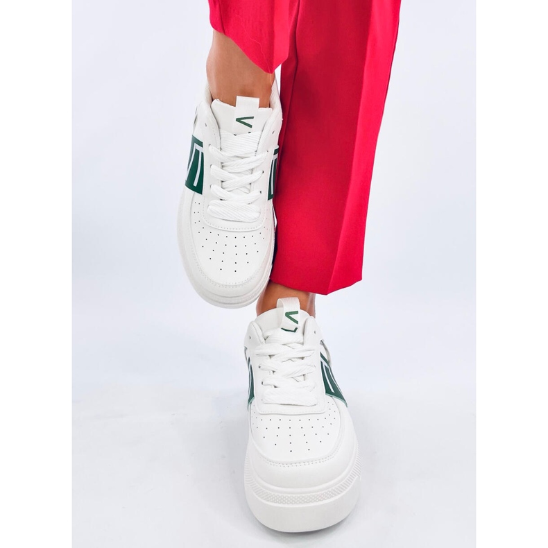 Tênis plataforma feminino, branco e verde 1