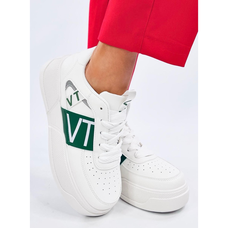 Tênis plataforma feminino, branco e verde 2