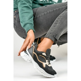 Tênis feminino com sola grossa, preto 9062-B 2