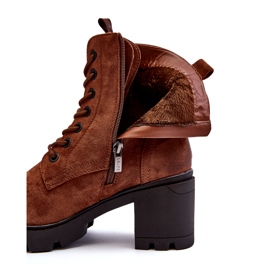 Laura La.Fi Botas femininas marrons de salto alto com cadarço marrom 1