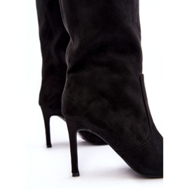 Joalice Botas femininas de salto médio de cano alto pretas Odetteia preto 4