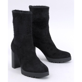 Botins pretos de salto alto com punho elástico 1