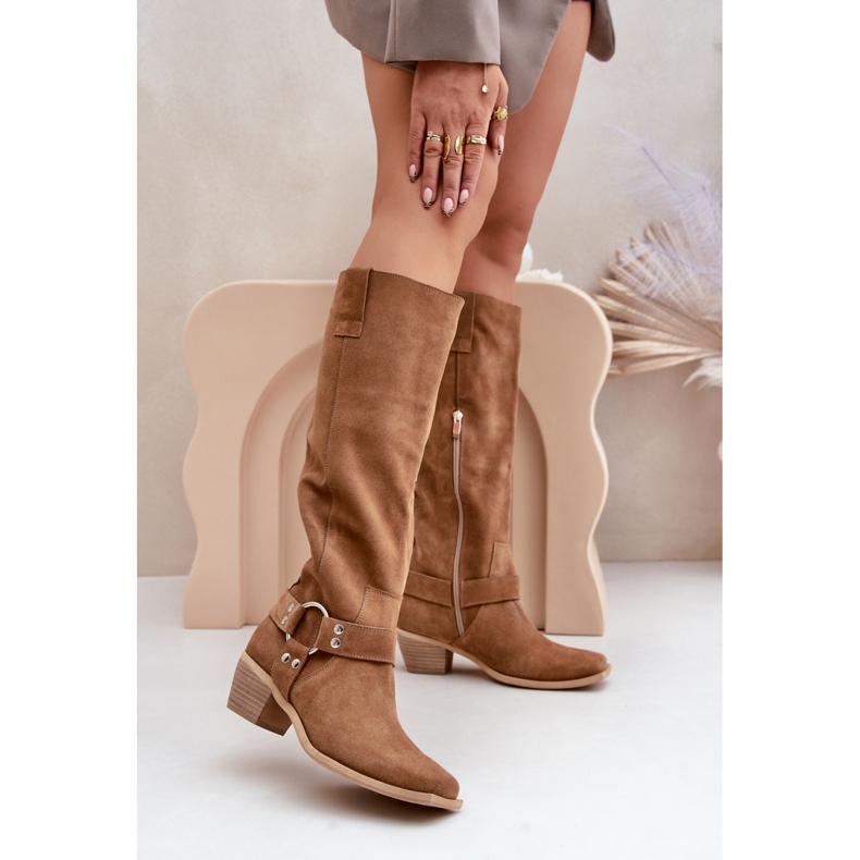 Zazoo Botas femininas sem isolamento e salto alto 3444/O castanho marrom 1