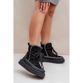 Botas de neve isoladas femininas MD1094-1 pretas preto 1