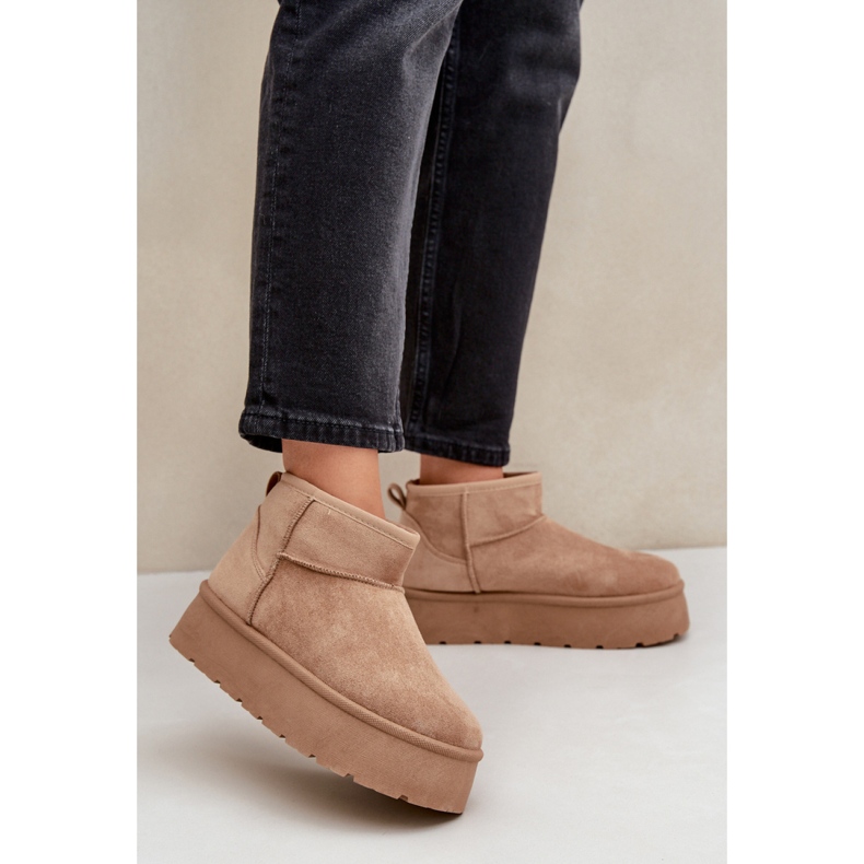 Botas de neve femininas forradas com pele TL242-63, bege 1