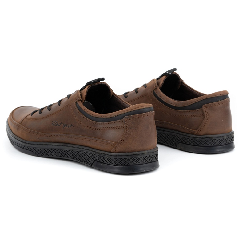 Polbut Sapatos casuais de couro masculino K22 marrom escuro castanho 5