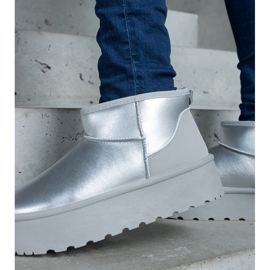 Botas prateadas de neve baixas na plataforma prata 2