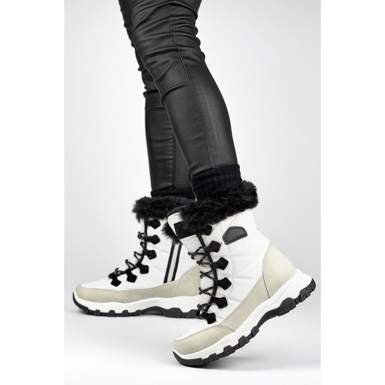 Botas altas de neve com isolamento, esportes de inverno, botas com isolamento, botas femininas com isolamento grosso branco 1