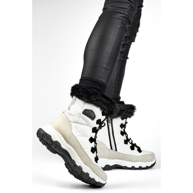 Botas altas de neve com isolamento, esportes de inverno, botas com isolamento, botas femininas com isolamento grosso branco 2