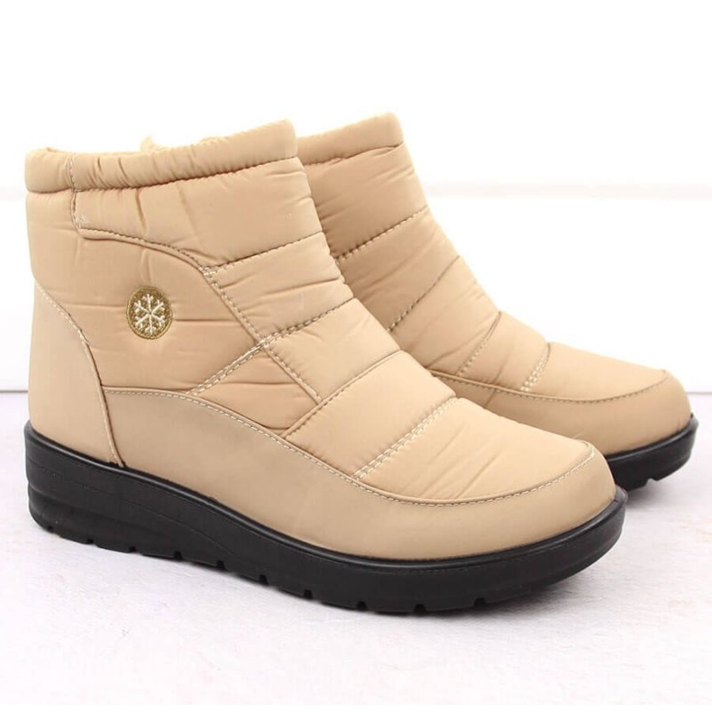 Botas femininas de neve com cunha News 5029, bege 2