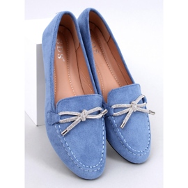 Mocassins femininos de camurça com laço, azul 1