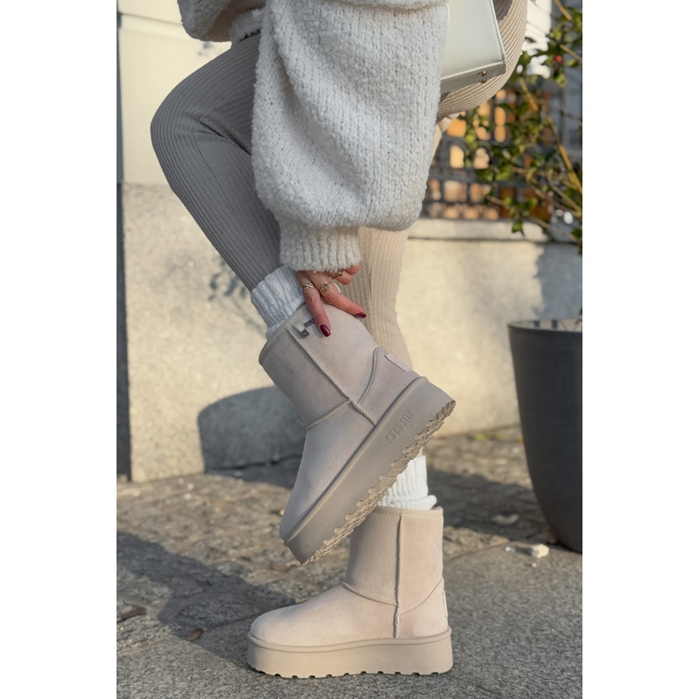 Botas femininas de neve com plataforma alta Big Star OO274897 Bege claro 2