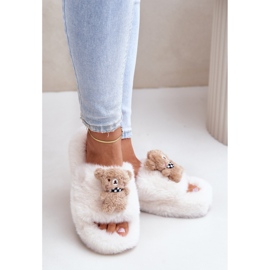 Chinelos femininos isolados com ursinho de pelúcia BG189P, bege 1