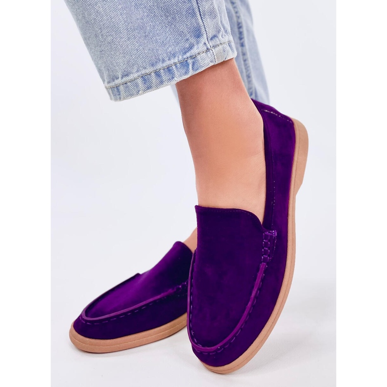 Mocassins femininos macios e roxos 2