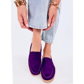 Mocassins femininos macios e roxos 1
