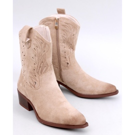 Botas de cowboy femininas bege com aberturas 1