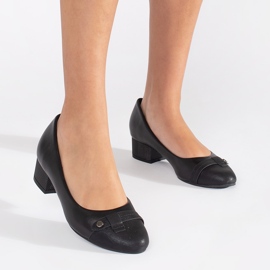 Goodin Sapatos de salto baixo femininos negros preto 1