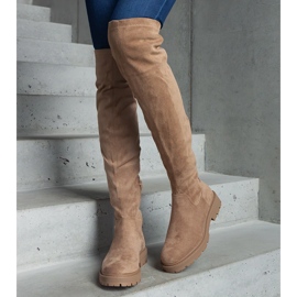 Botas longas marrons com sola plana castanho 1