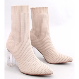 Botas meia bege com salto transparente 1