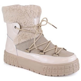 Filippo Botas de neve com pele bege envernizada 1