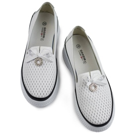 Goodin Sapatos femininos de couro perfurado com sola grossa, branco GD-XF-103W 1
