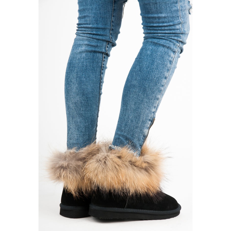 Coco Perla Mukluki de couro preto 1