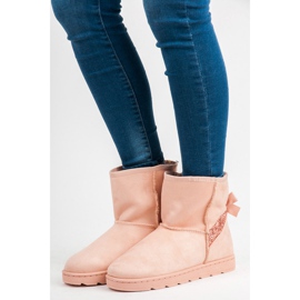 Vices Botas de neve de pele com glitter rosa 1