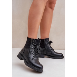 Botas isoladas de salto plano, couro ecológico, pretas preto 2