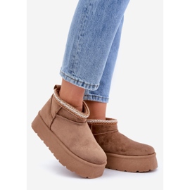 PG2 Botas de neve com plataforma e bordados decorativos marrom 1