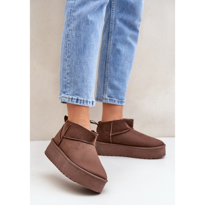 Botas de neve com plataforma baixa castanhas marrom 2