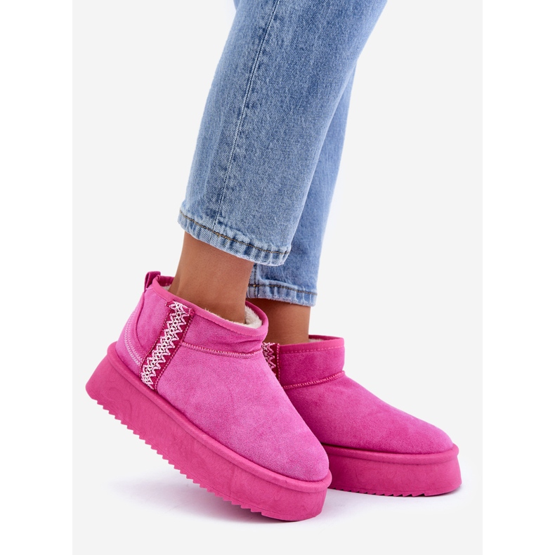 Botas de neve com plataforma rosa com estampa 1