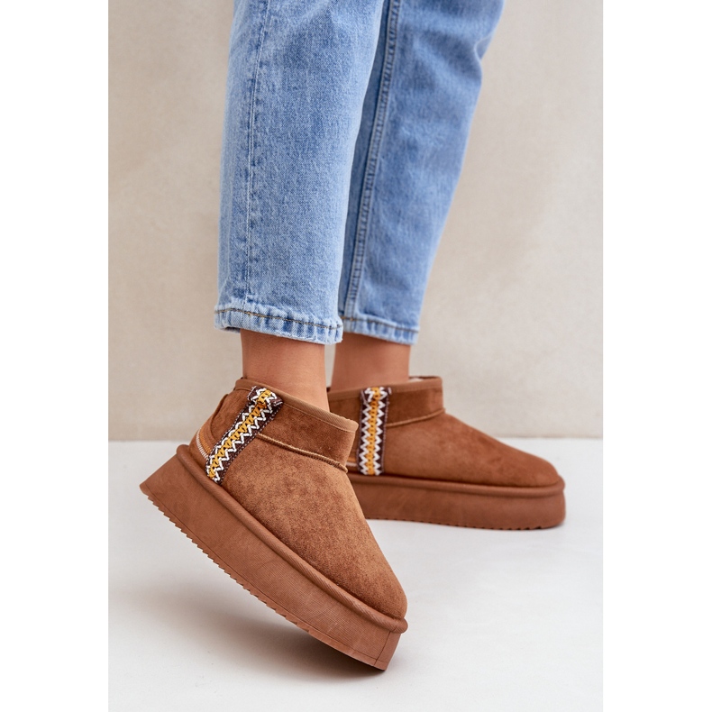 Botas de neve com plataforma com padrão camelo marrom 2