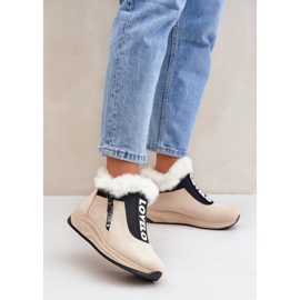 Botins femininos com pelo, bege 1
