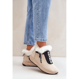 Botins femininos com pelo, bege 2