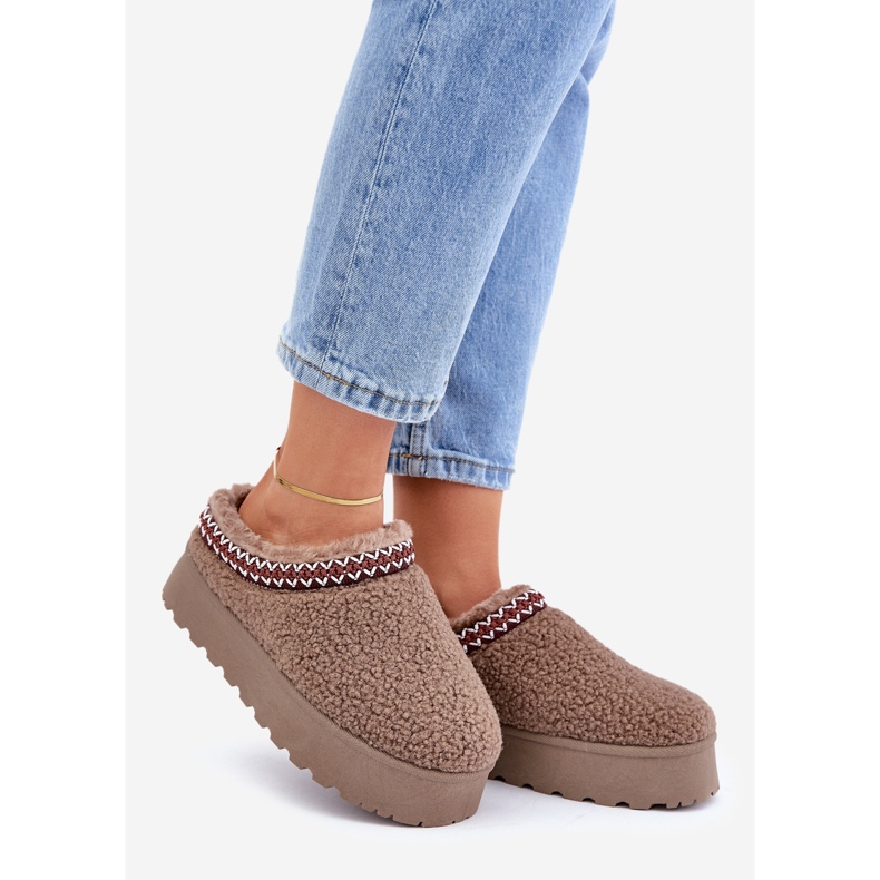 Botas de neve com plataforma de pele de carneiro marrom com pele 1