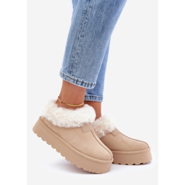 Botas de neve de cano baixo com pele na plataforma Eco Suede, bege claro 1 Botas de neve de cano baixo com pele na plataforma Eco Suede, bege claro 1