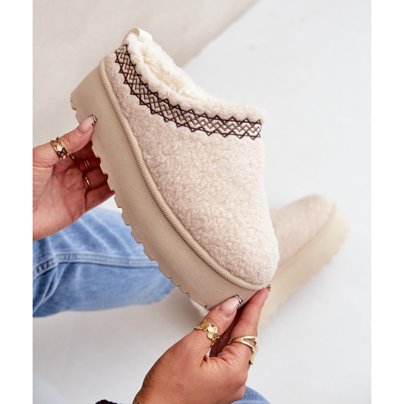 Botas de neve com plataforma de pele de carneiro Leaniella bege claro e pele 2