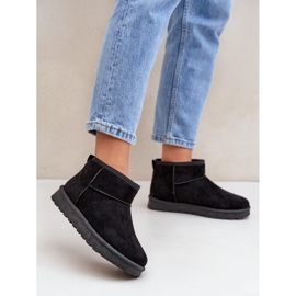 Botas de neve femininas em camurça ecológica preta preto 2