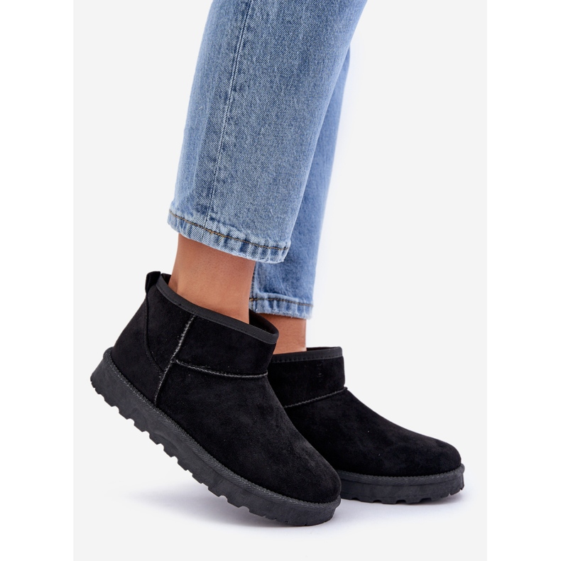 Botas de neve femininas em camurça ecológica preta preto 1