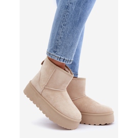 Botas femininas de neve com plataforma, bege claro 1