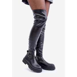 Botas acima do joelho com salto baixo, pretas preto 1