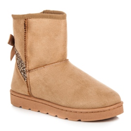 Vices Botas de neve de pele com glitter marrom 1