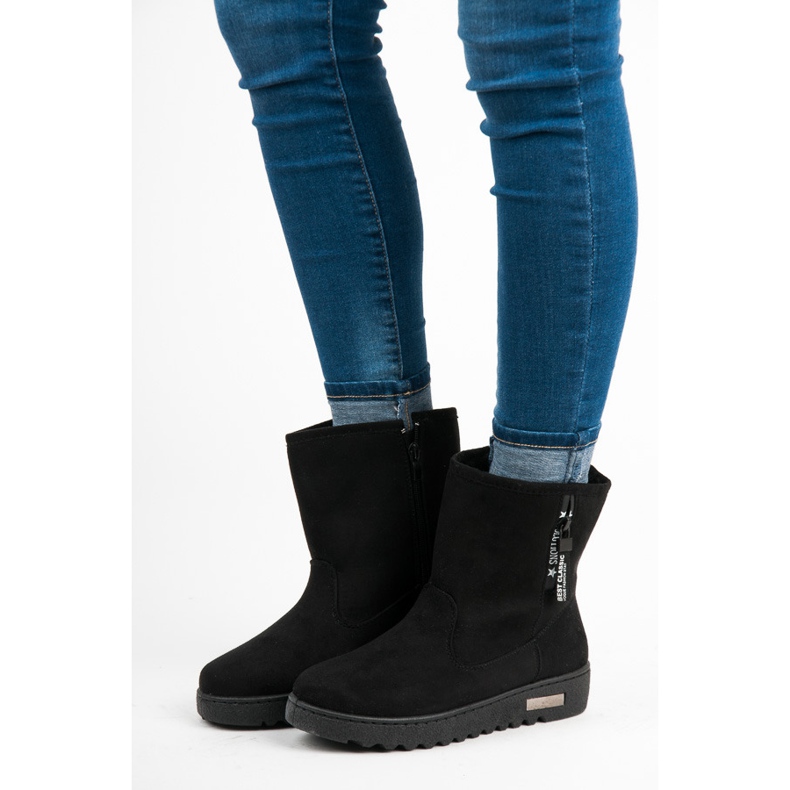 Super Me Botas de neve presas com zíper preto 2