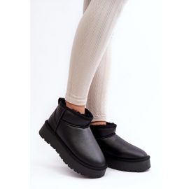 Botas de neve de couro preto com forro de pele 1 Botas de neve de couro preto com forro de pele 1